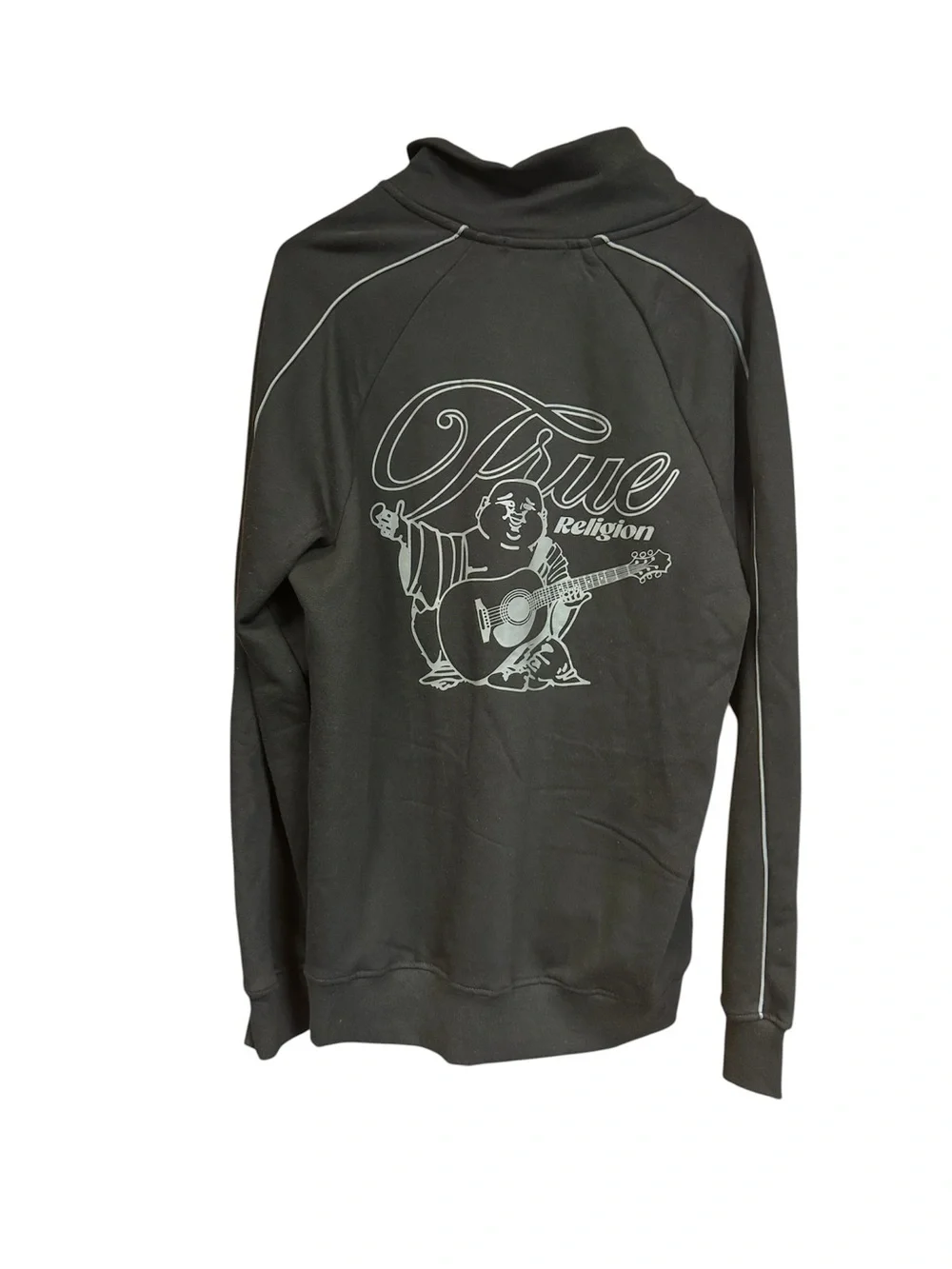 True Religion Jet Black Quarter Zip Track Pullover Hoodie Men’s Size Large NWT